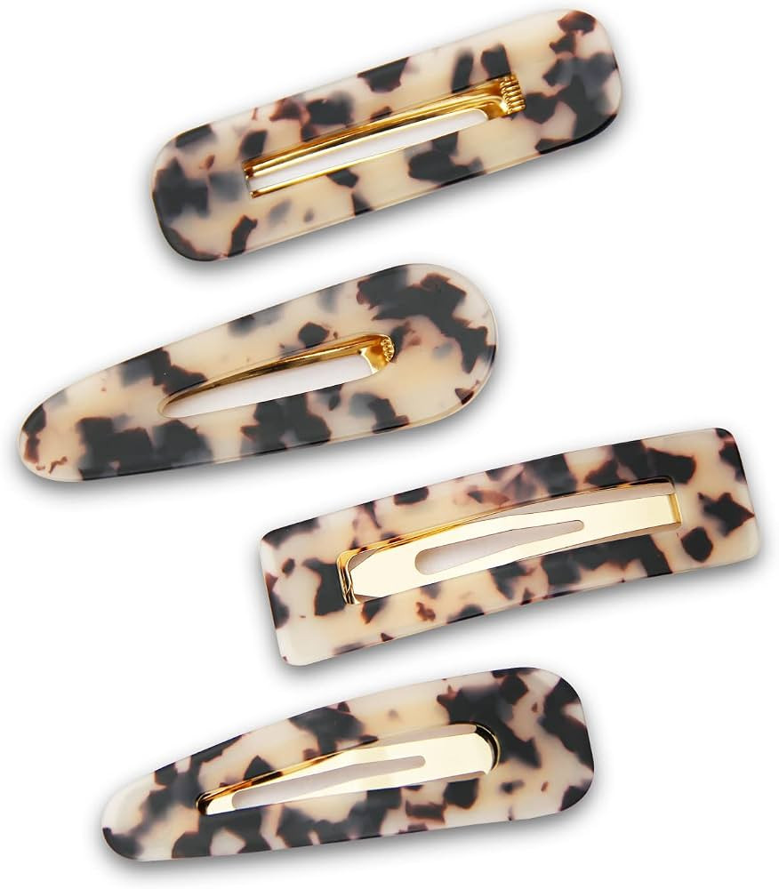 4 Pieces Tortoise Shell Hair Barrettes for Women Thick Hair, Assorted Style Hair Barrettes for Gi... | Amazon (US)