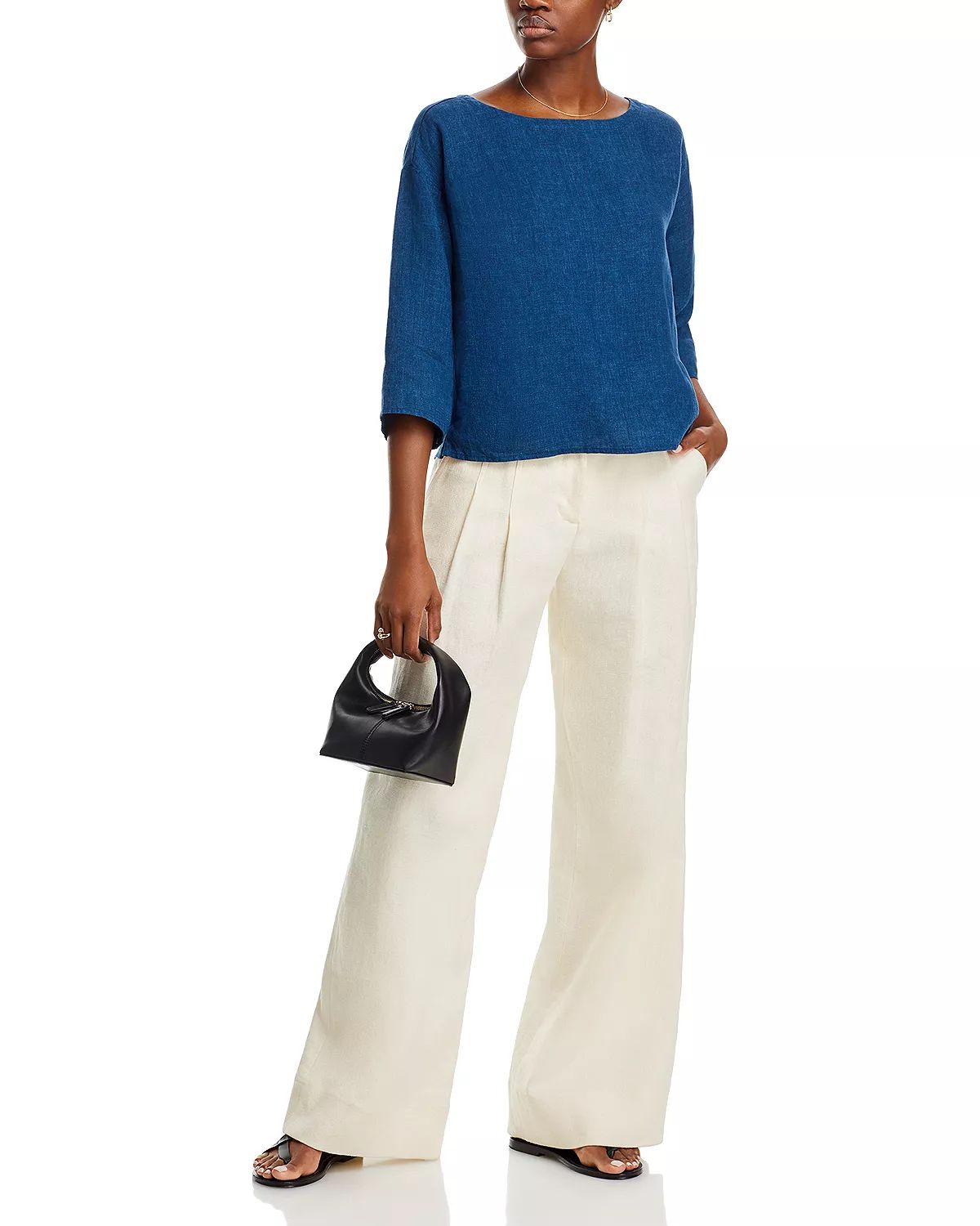 Linen Boat Neck Boxy Top | Bloomingdale's (US)
