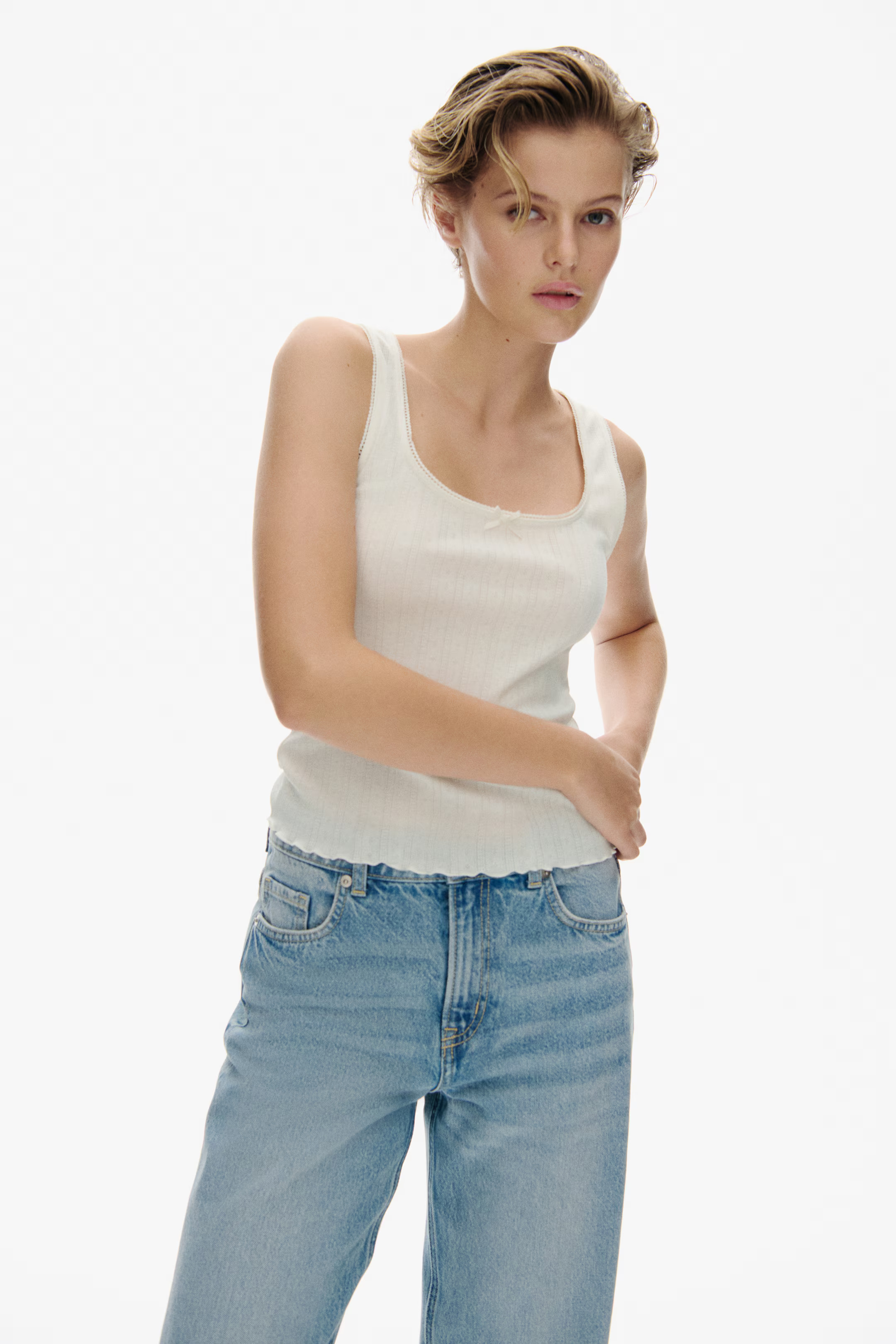 Pointelle jersey vest top | H&M (UK, MY, IN, SG, PH, TW, HK)