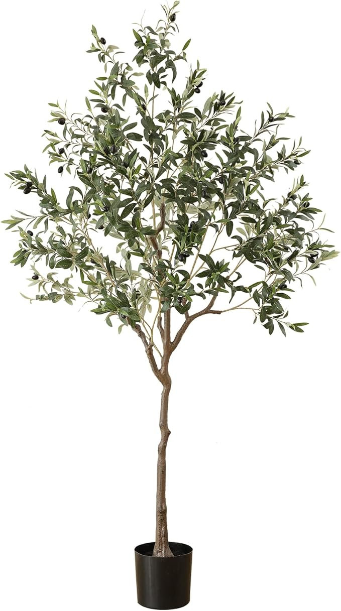 DIIGER 6.4FT Artificial Olive Tree (76") Tall Fake Potted Olive Tree with Planter Large Faux Oliv... | Amazon (US)