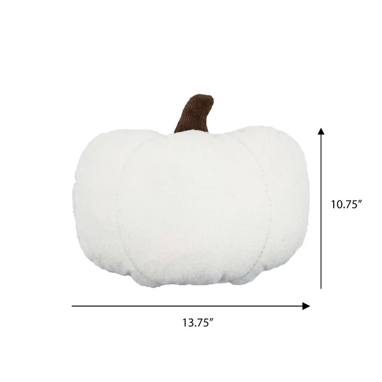 Harvest Beige Pumpkin Sherpa Decorative Pillow, 10.75 in, by Way To Celebrate | Walmart (US)