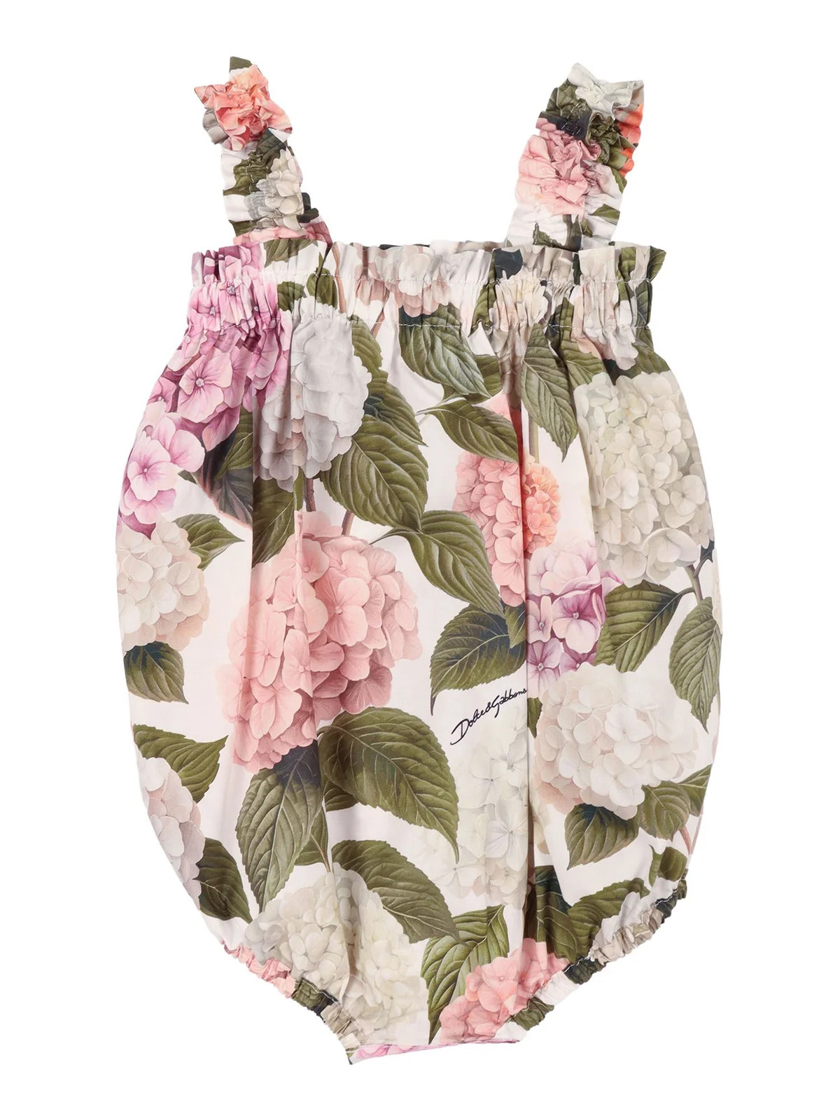 Dolce & Gabbana Kids Hydrangea-Printed Poplin Romper | Cettire Global