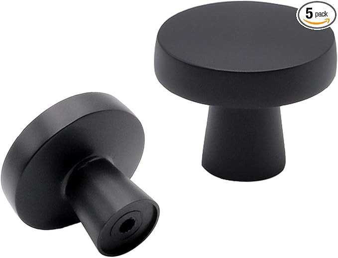 goldenwarm 5 Pack Matte Black Cabinet Knob Kitchen Closet Door Knobs Round Black Black Matte Cabi... | Amazon (US)