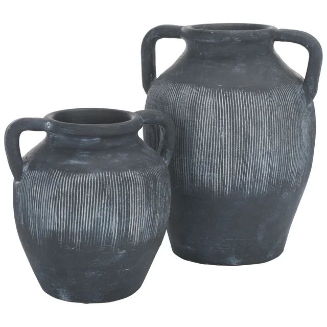 SAFAVIEH Mira 8"/12" Solid Black Stoneware Amphora Vase, Set of 2 - Walmart.com | Walmart (US)