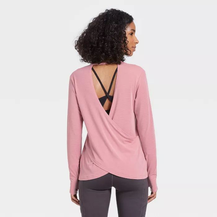 Women's Wrap Back Long Sleeve T-Shirt - All in Motion™ | Target