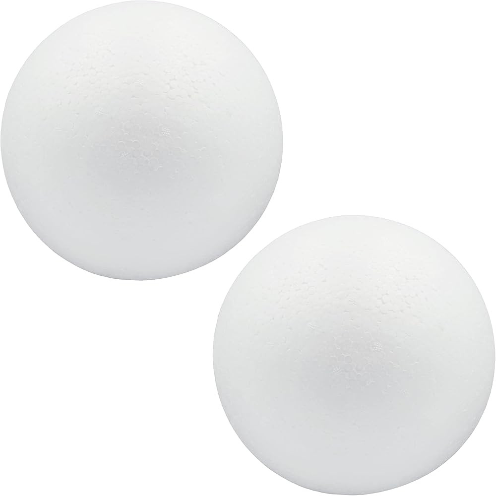 DNB 8 Inch Foam Balls - 2Pcs 8'' Smooth White Round Polystyrene Ball Craft Supplies | Amazon (US)