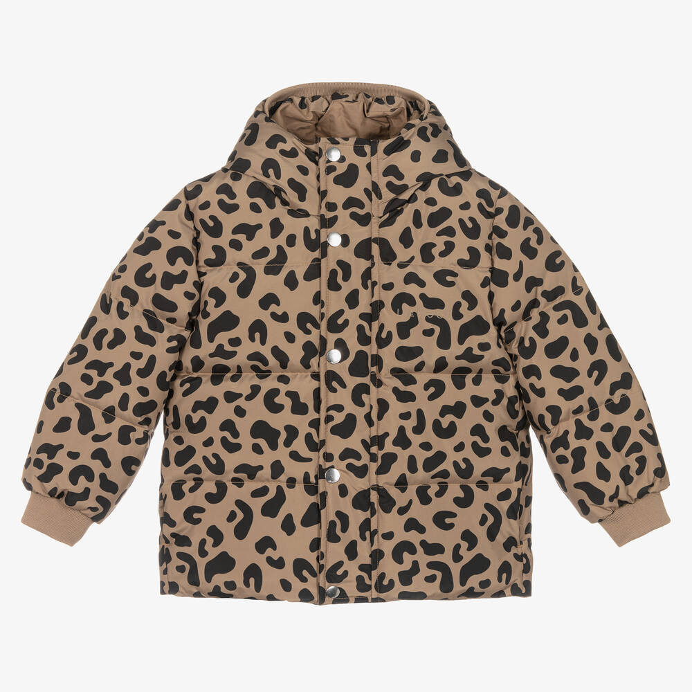 Brown Leopard Print Puffer Jacket | Childrensalon