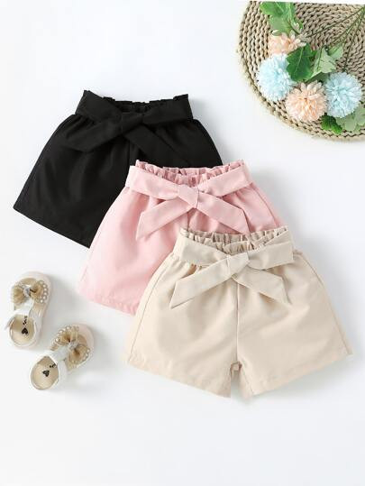 Baby 3pcs Paperbag Waist Belted Shorts | SHEIN