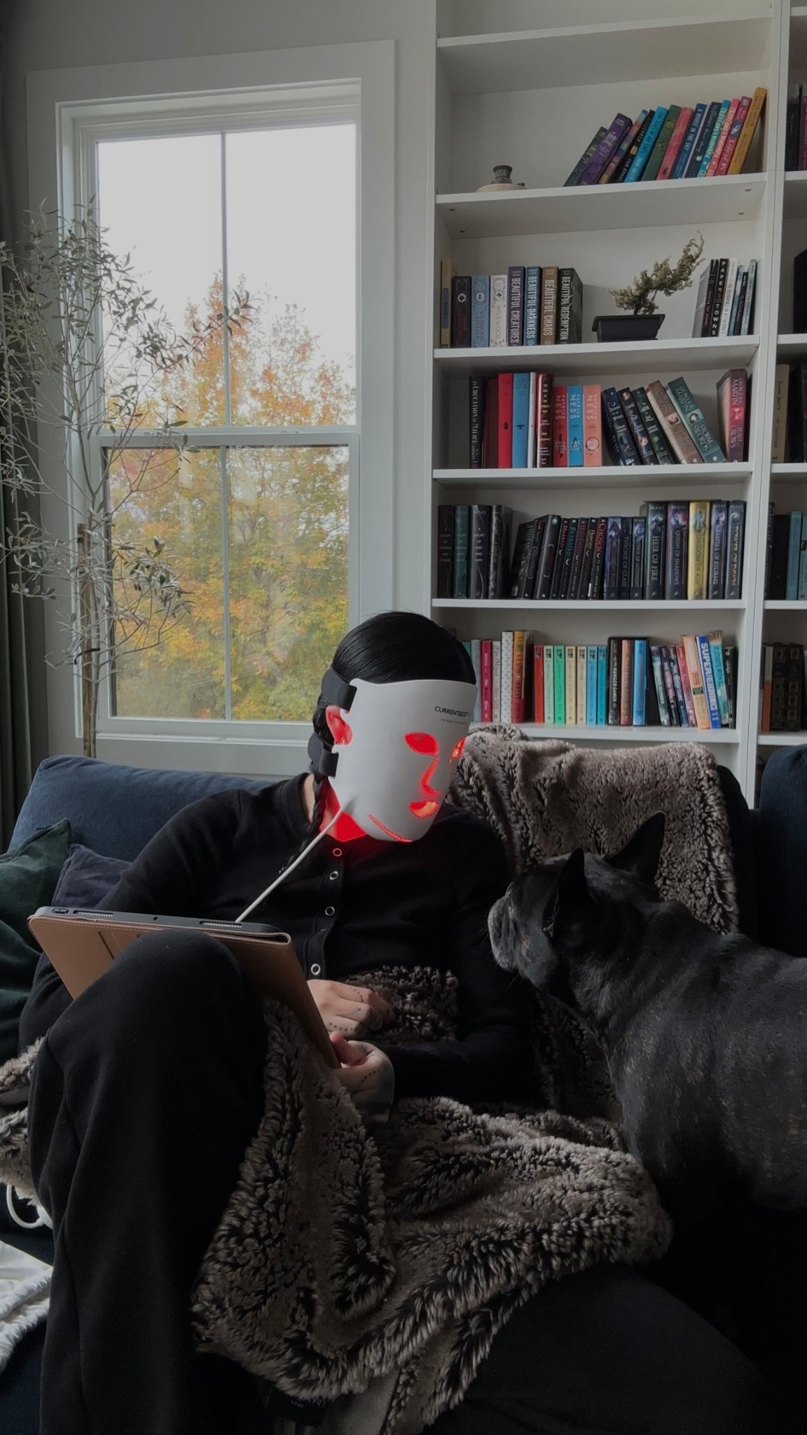 Sunday loungewear, goth loungewear, red light therapy, skincare, CurrentBody, faux fur blanket, black button up cardigan, home wear, cozy clothes, 

#LTKFindsUnder100 #LTKBeauty #LTKSeasonal