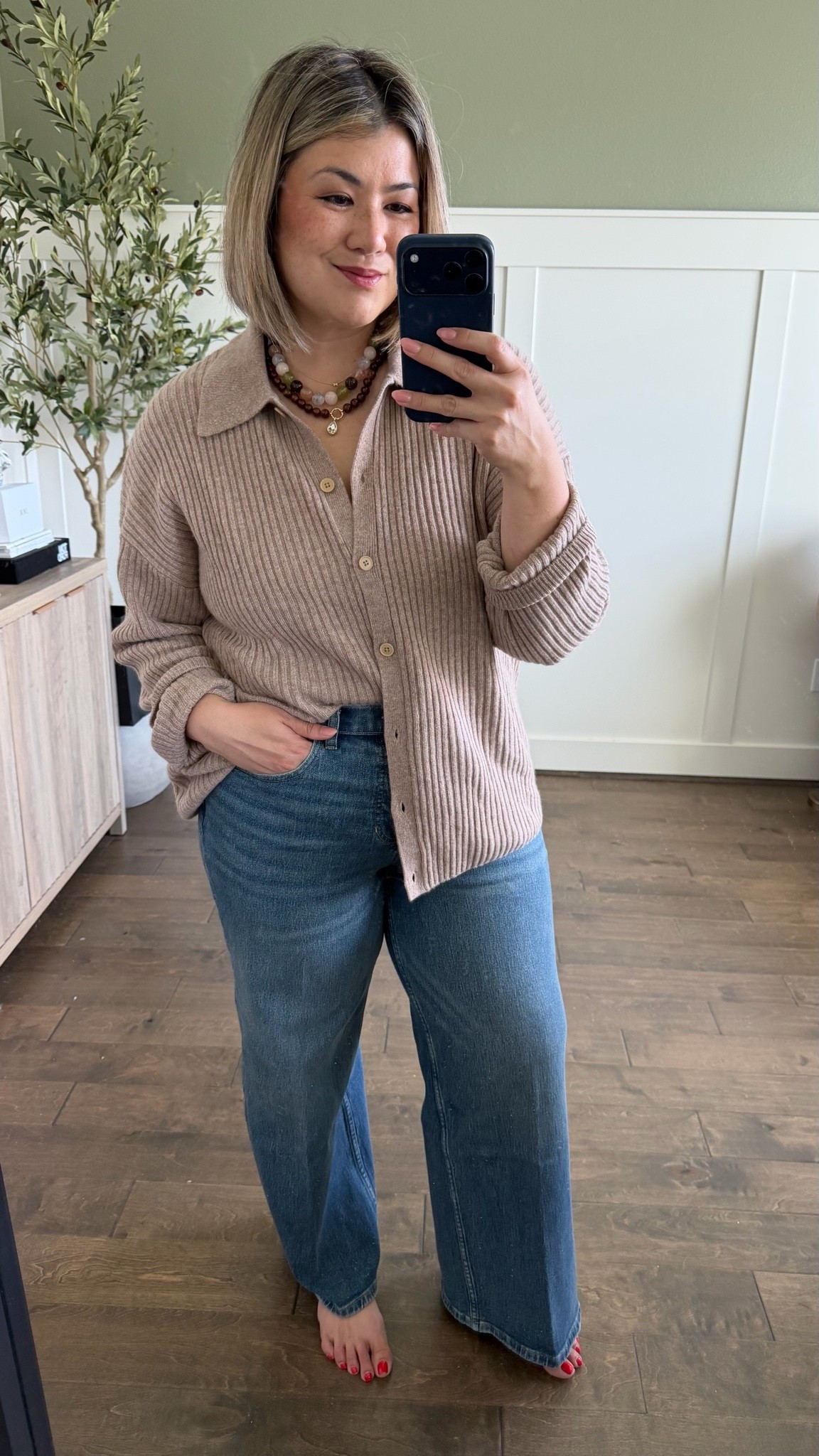 A button up but make it cashmere! I ended up really liking this one! I also want to mention that I actually got this in a size large and not medium. I originally thought it was a medium, but after taking it off I realized I said the wrong size. 

As I mentioned in stories, this cashmere cardigan is somewhat of an older style for @Quince but they do often times come back in stock randomly in various sizes. I grabbed mine as soon as I saw it was restocked. I ALWAYS sign up for the text notifications for restocks so I don’t miss out. 

My jeans are also linked here. I’m wearing an XL petite. I’m 5’5” for reference.

#LTKootd #LTKOver40 #LTKMidsize