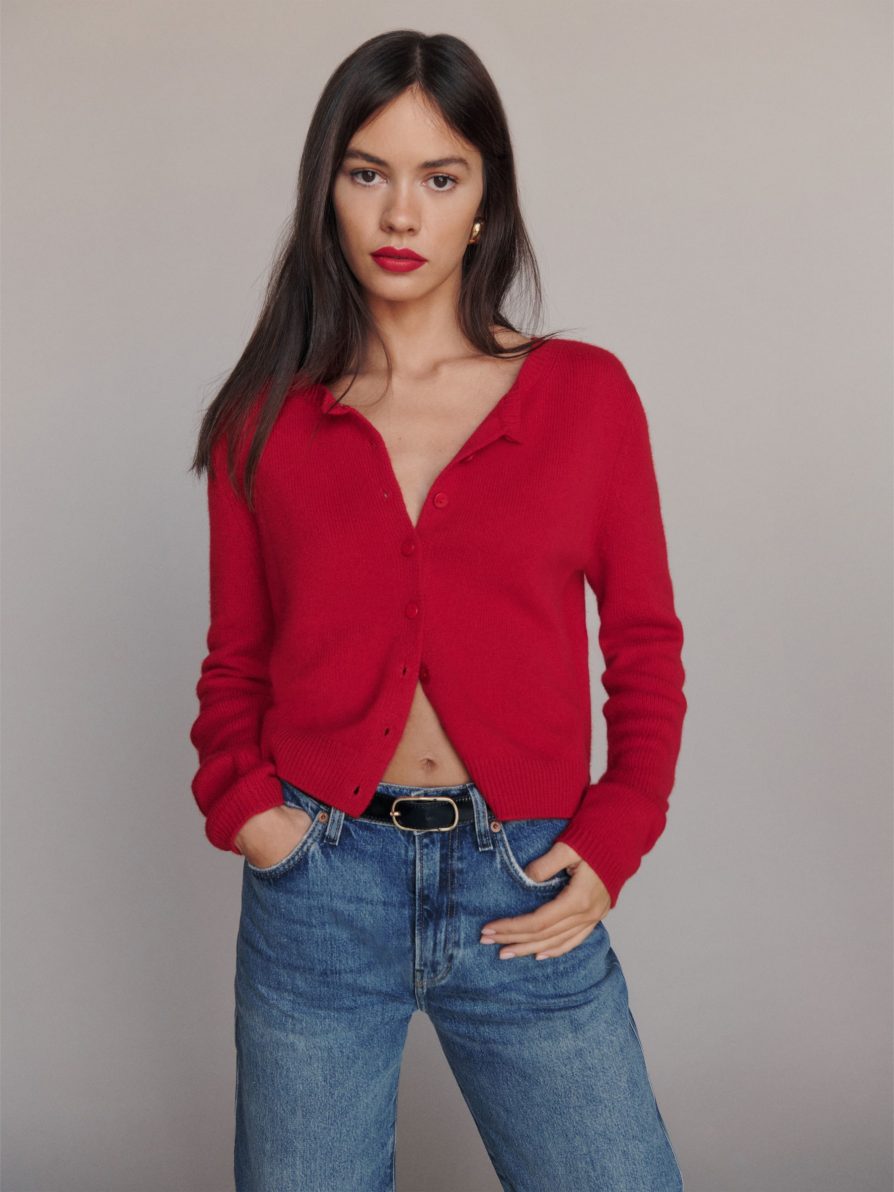 Clara Cashmere Crew Cardigan | Reformation (Global)