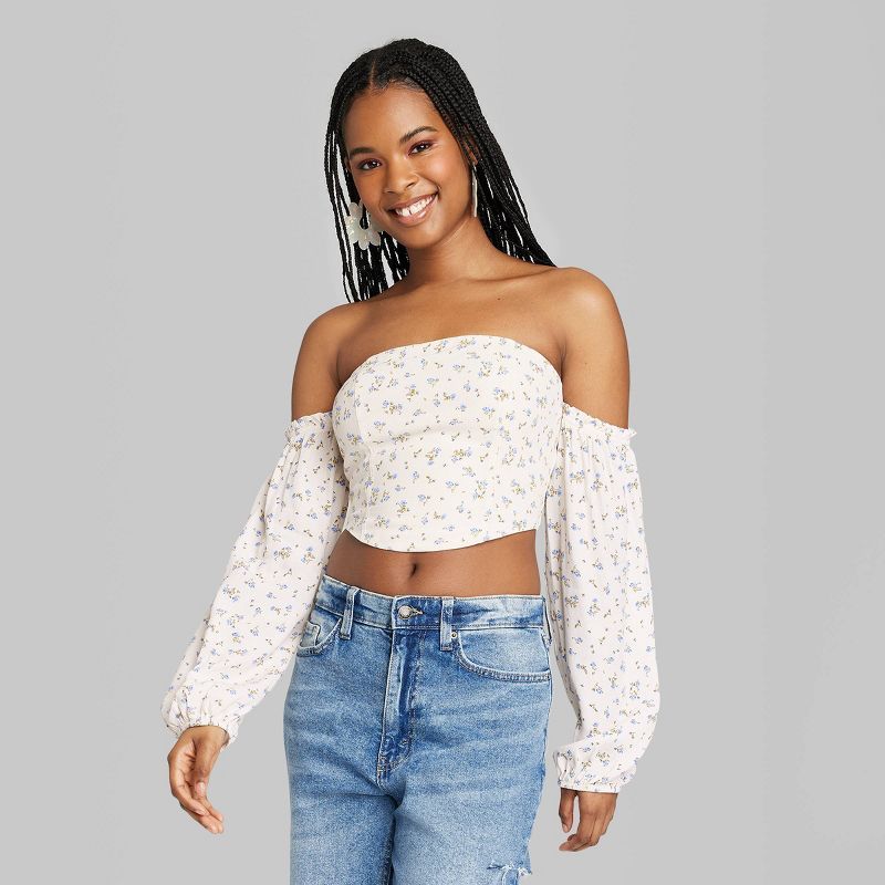 Women's Balloon Long Sleeve Off the Shoulder Top - Wild Fable™ | Target