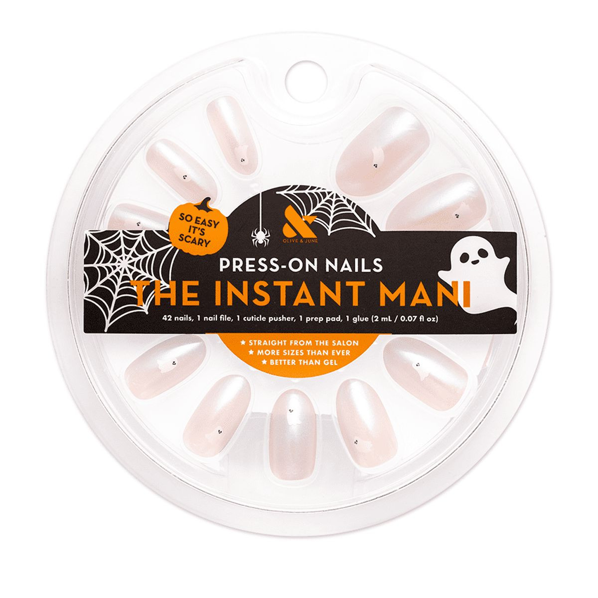 Olive & June Instant Mani Medium Oval Press-On Nails, Iridescent Ghosts, 42 Pieces | Walmart (US)