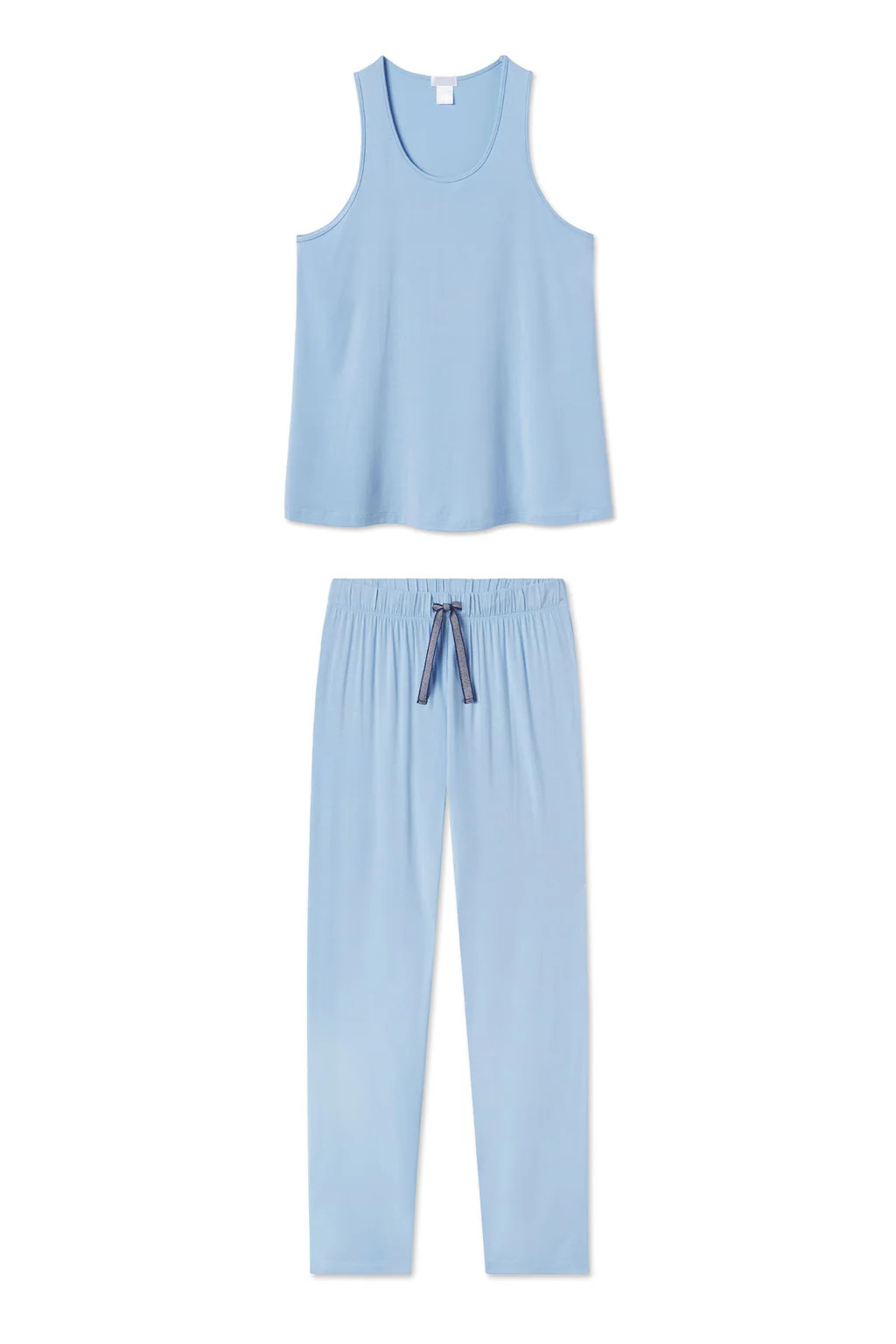 DreamKnit Ribbon Tank-Long Set in Chambray Blue | Lake Pajamas