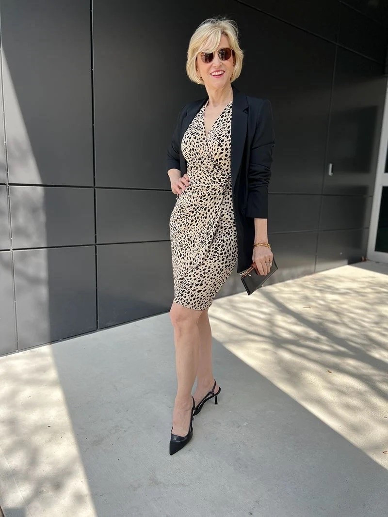 A little leopard print, a classic black blazer, and slingback heels… this is one of those combinations I can never get enough of! 🐆🖤

The wrap dress adds just the right amount of fun and femininity, while the black blazer and sleek slingbacks keep everything feeling polished and sophisticated. It’s the kind of look that works for a lunch date, dinner out, or even a day when you simply want to feel a little more put together.

#LTKSeasonal #LTKOver40 #LTKootd