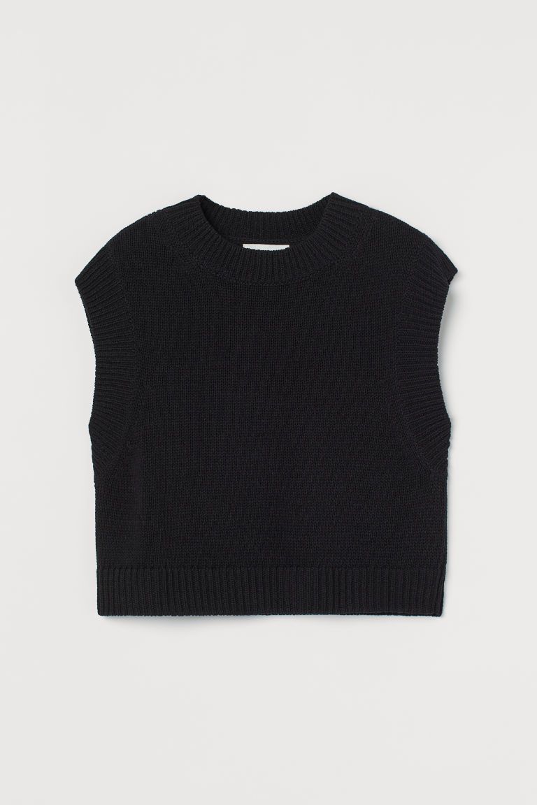 H & M - Boxy Sweater Vest - Black | H&M (US)