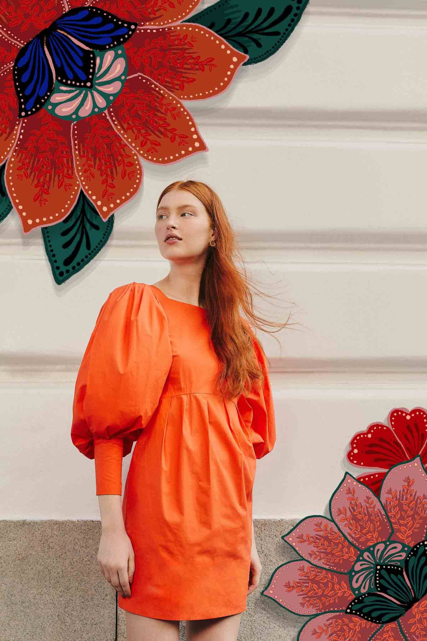 Orange Open Back Mini Dress | FarmRio (US)