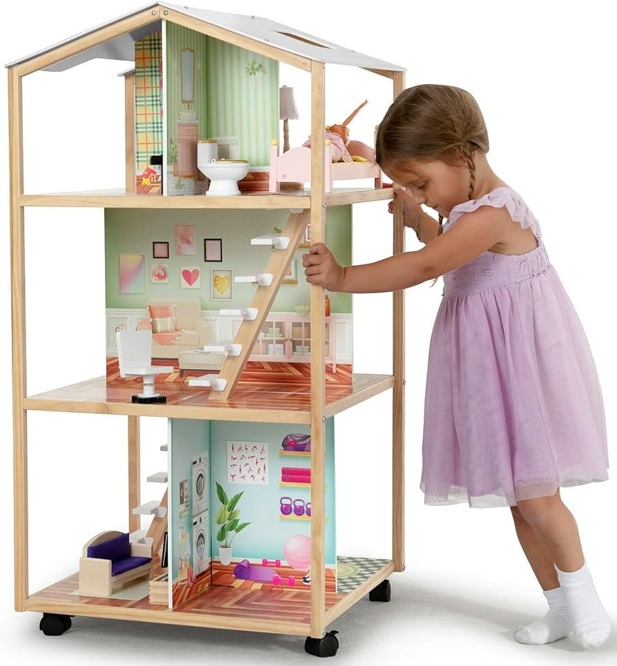 Delta Children Moveable Mansion Dollhouse - 360-Degree Play Dollhouse with Wheeled Base - Include... | Amazon (US)