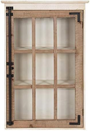 Kate and Laurel Hutchins Decorative Farmhouse Wood Wall Storage Cabinet with Window Pane Glass Door, | Amazon (US)