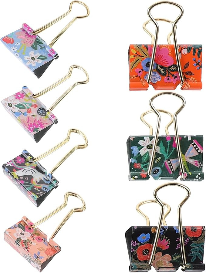 7Pcs Small Printed Long Tail Binder Clips Wide Office Clips Strong Hold Document Clamps for Schoo... | Amazon (US)