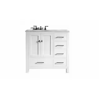 innoci-usa San Clemente 36 in. Vanity in White with Italian Carrara Marble Vanity Top in White wi... | The Home Depot