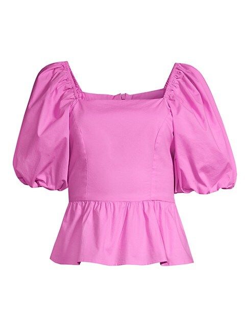 Puff-Sleeve Peplum Top | Saks Fifth Avenue