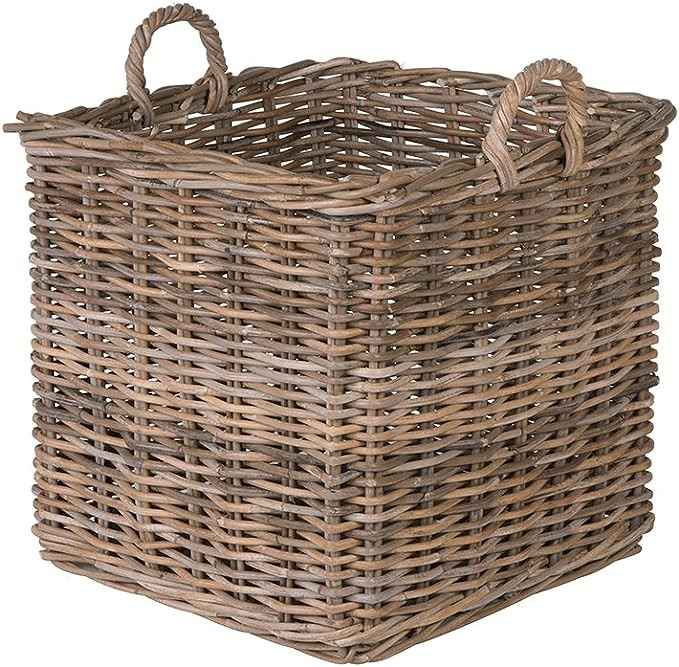 Kouboo Kobo Square Rattan Decorative Storage Basket and Planter, Medium Size, Gray | Amazon (US)