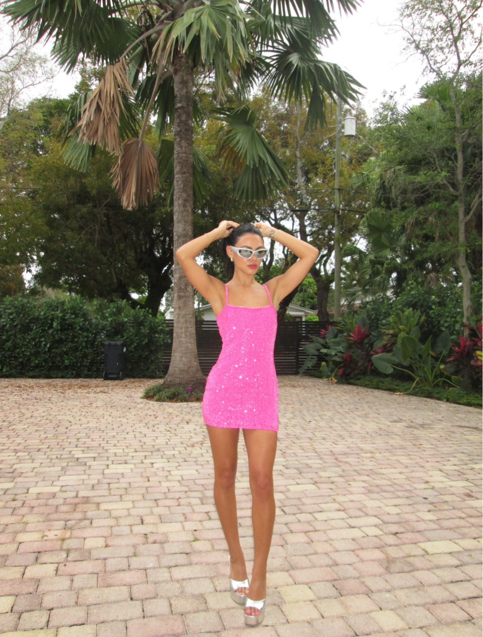 revolve pink sparkle dress, revolve silver heels, amazon sunnies #miamiootd #sparkles #tavlorswift #erastour

#LTKFindsUnder100 #LTKStyleTip #LTKFindsUnder50