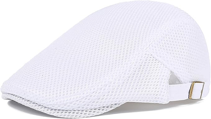 Mens Breathable Mesh Summer Hat Adjustable Newsboy Beret Ivy Cap Cabbie Flat Cap | Amazon (US)