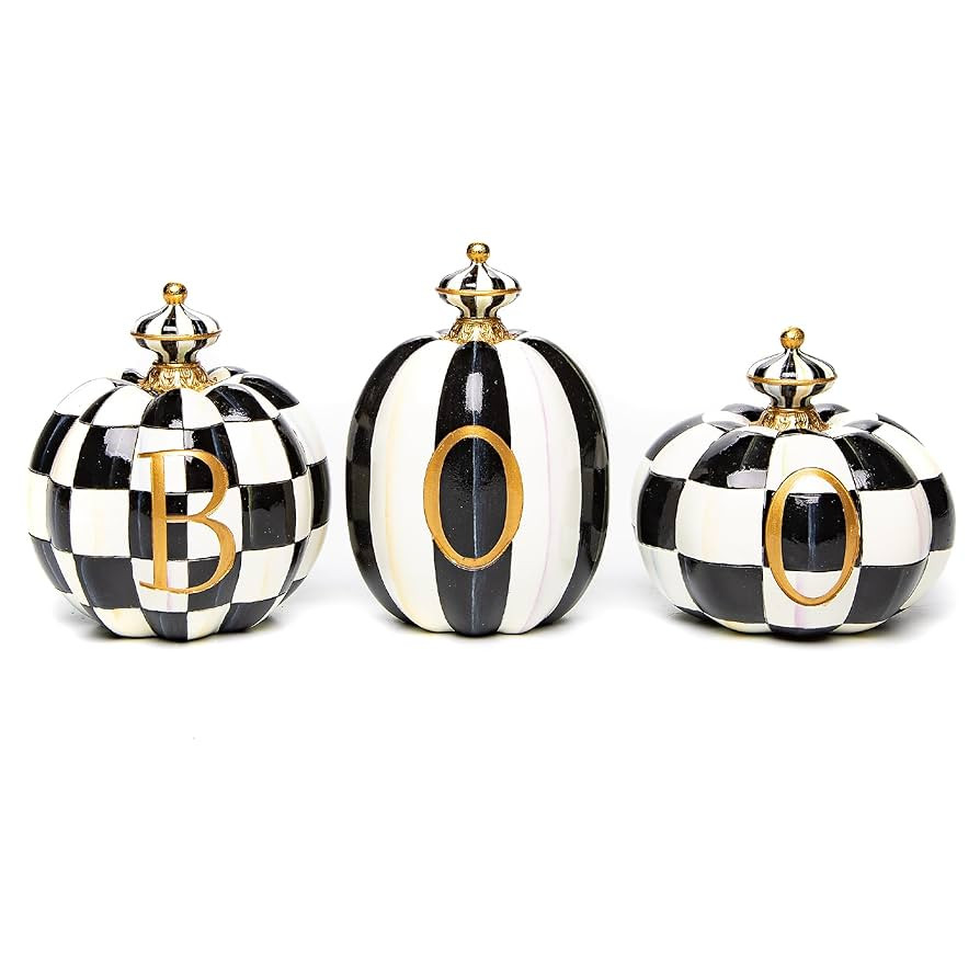 MACKENZIE-CHILDS “Boo” Resin Pumpkin Decor Set, Halloween Decor for Home Decoration, Set of 3 | Amazon (US)