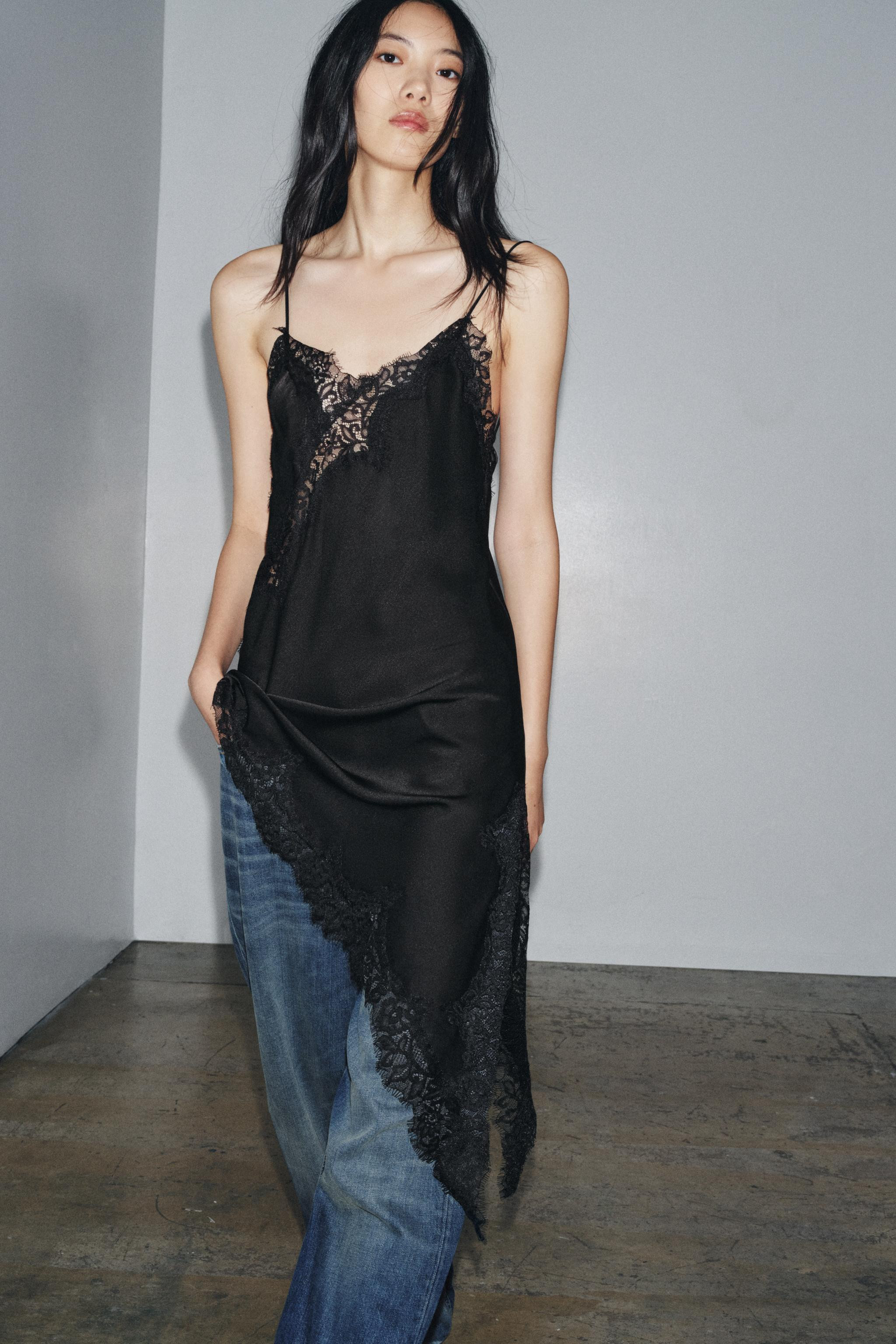 ZW COLLECTION ASYMMETRIC LACE DRESS | Zara US