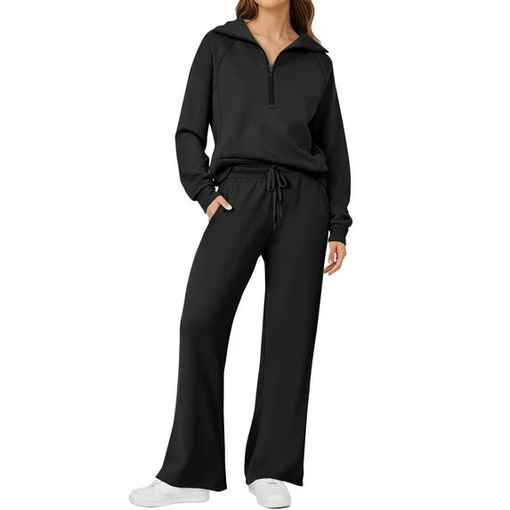 UVN Outfit Sets for Women 2 Piece Sets Winter Casual Tracksuit Long Sleeve Lounge Set Outfits wit... | Walmart (US)