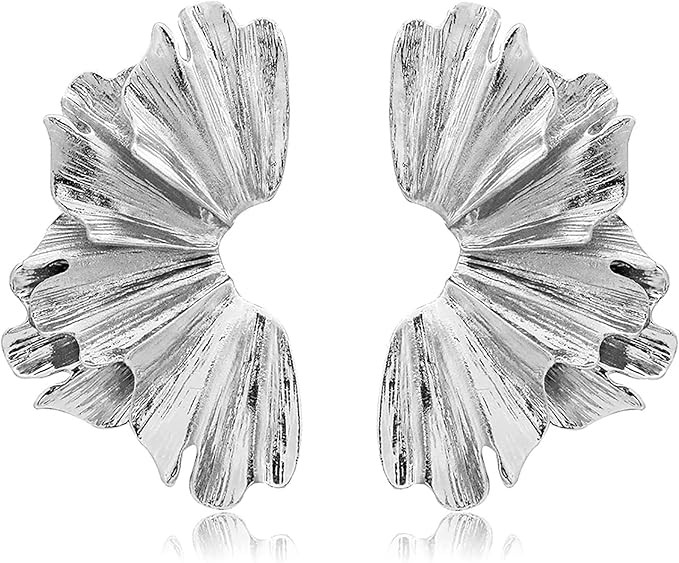 Gold Statement Earrings for Women Large Geometric Dangle Earrings Bohemian Ginkgo Leaf Heart Flow... | Amazon (US)