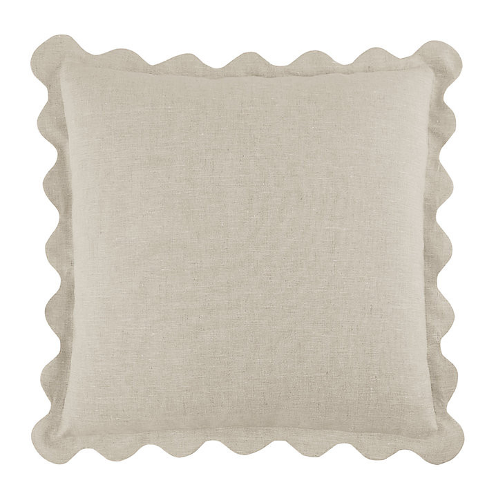 Rue Scalloped Linen Pillow Cover with Hand Finished Edge & Hidden Zipper | Ballard Designs, Inc.