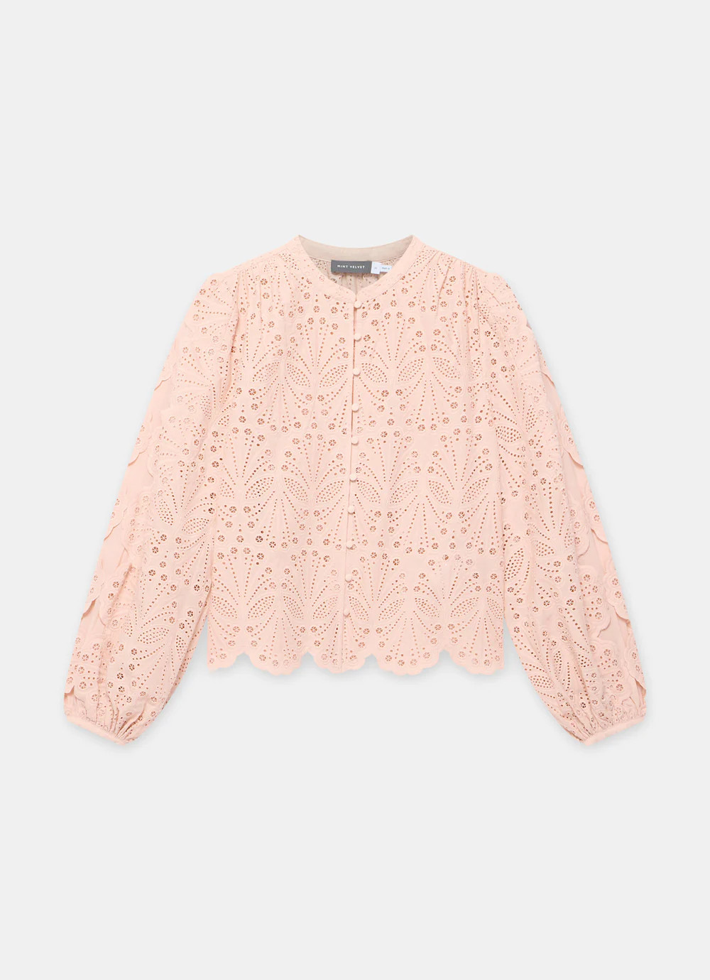 Pink Cotton Broderie Detail Blouse | Mint Velvet