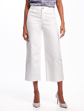 High-Rise Wide-Leg White Ankle Jeans for Women | Old Navy US