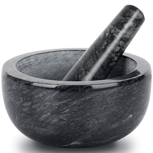 Tera Marble Mortar and Pestle Set Large Solid Stone Grinder Spice Herb Grinder Pill Crusher (Blac... | Amazon (US)