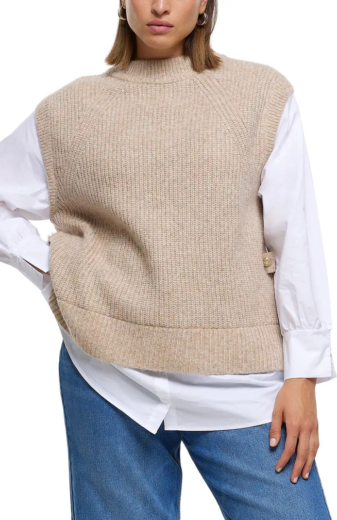 River Island Mixed Media Sweater | Nordstrom | Nordstrom