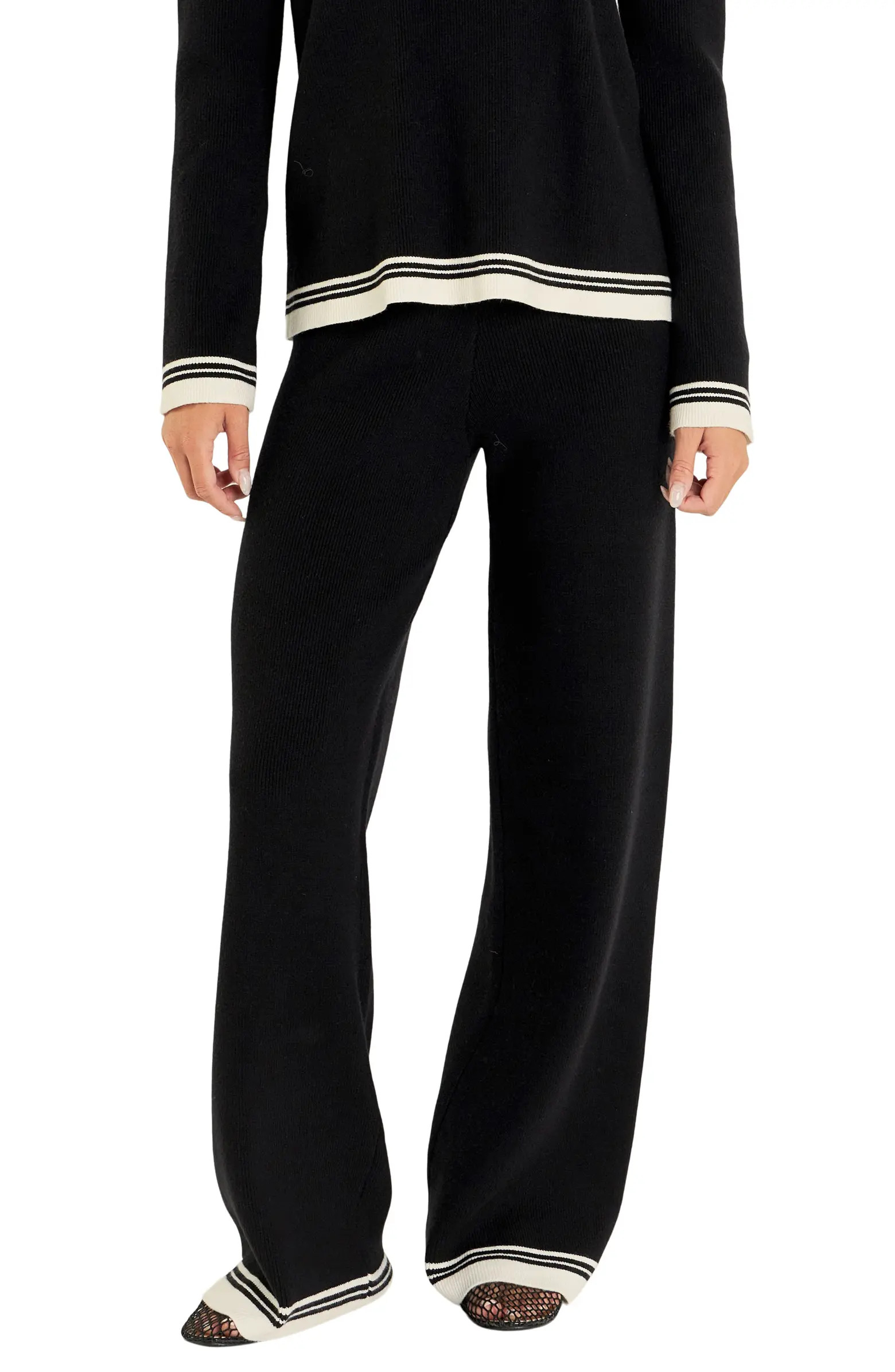 English Factory Contrast Stripe Wide Leg Knit Pants | Nordstrom | Nordstrom