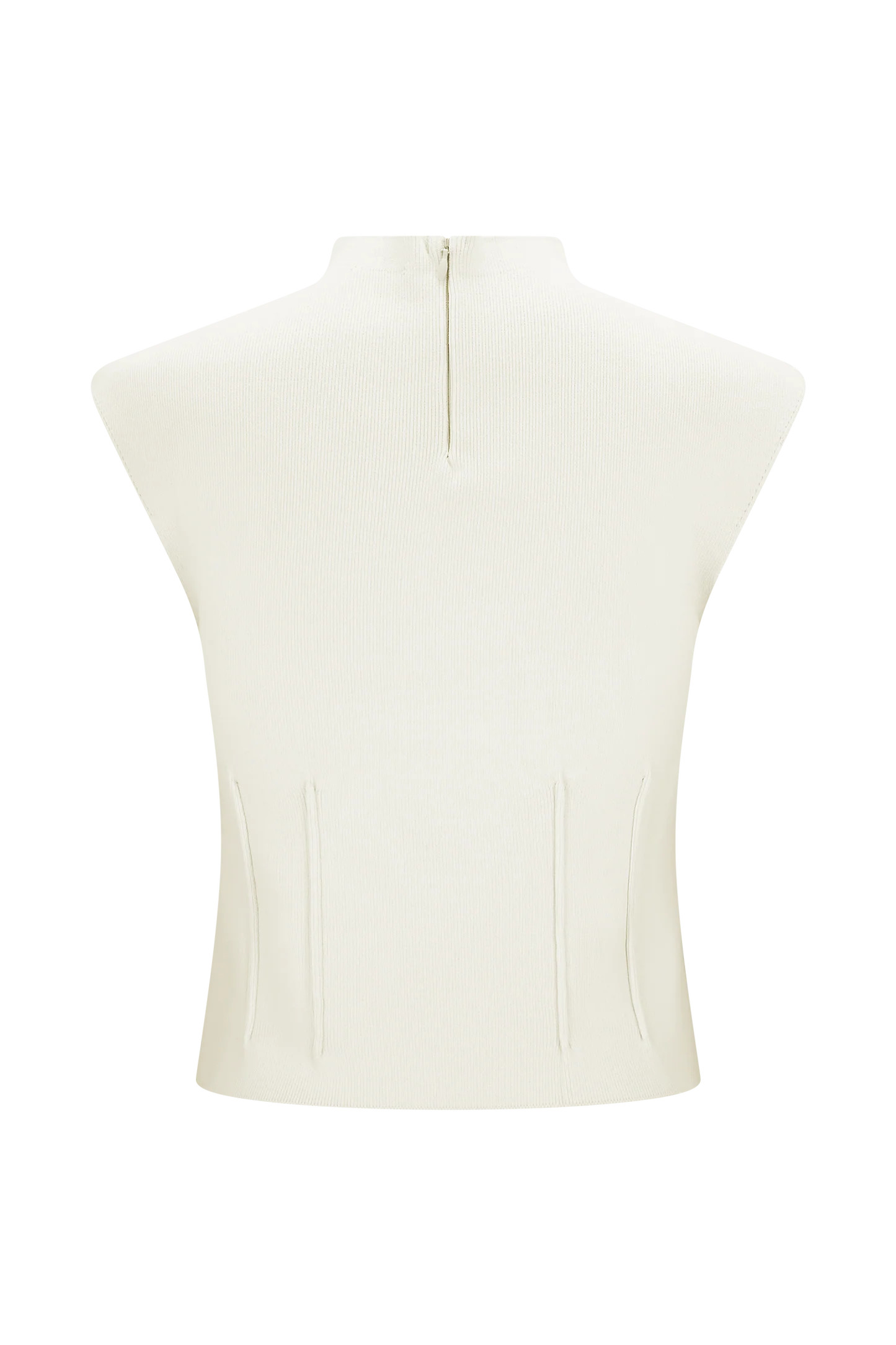 Romaine High Neck Bandage Knit Top - Ivory | MESHKI US