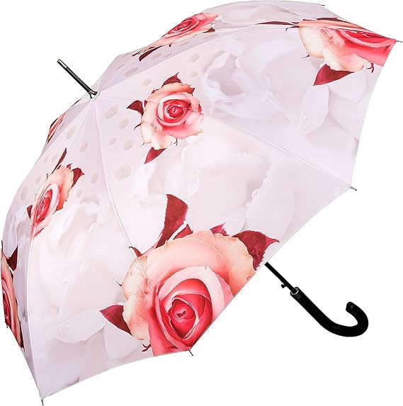 VON LILIENFELD® Ombrello Pioggia Lungo Classico Automatico Donna Fiore Rose, crema | Amazon (IT)