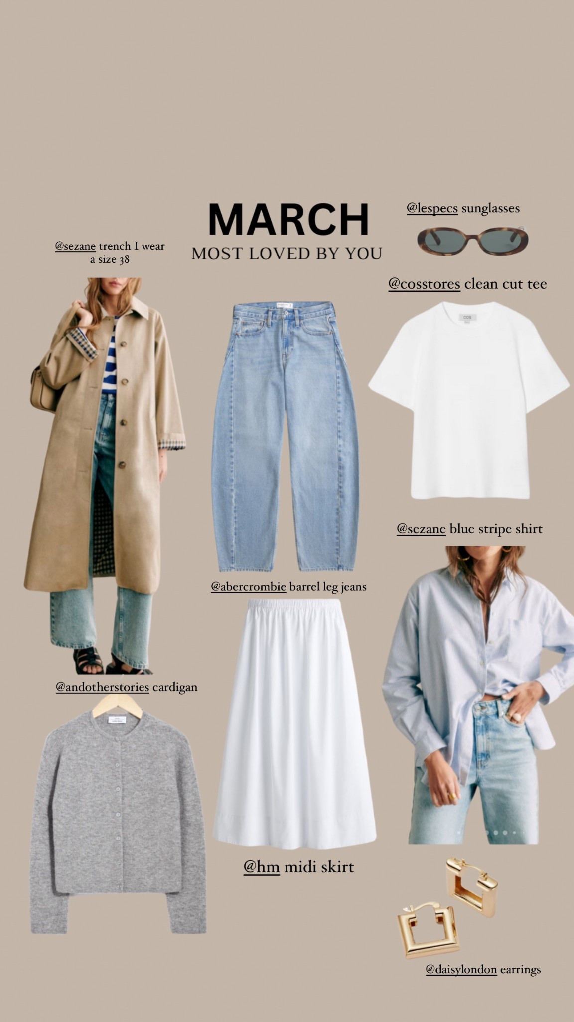 March - most loved by you 🫶🏻

Trench coat, barrel leg jeans, white skirt, blue shirt, grey cardigan, sunglasses 

#LTKuk #LTKstyletip #LTKspring