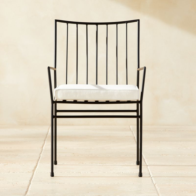Pavilion Outdoor Patio Dining Armchair with Ivory Sunbrella Cushion Model 6470 | CB2 | CB2