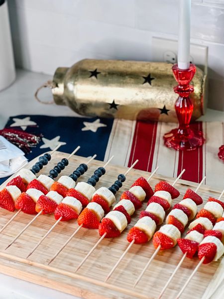 Red white and blue American flag using fruits with this cute Pottery Barn placemat in the background  

#LTKhome #LTKfamily #LTKSeasonal