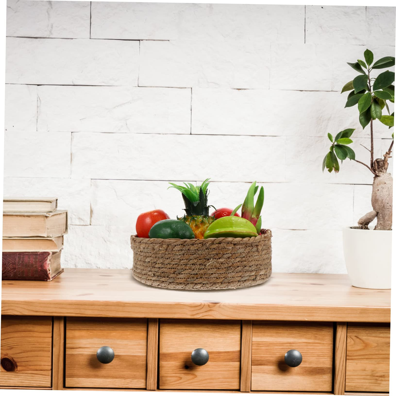 1pc Hand-woven Storage Basket Cattail Picnic and Bread Basket for Fruits Snacks and Sundries Desi... | Amazon (US)