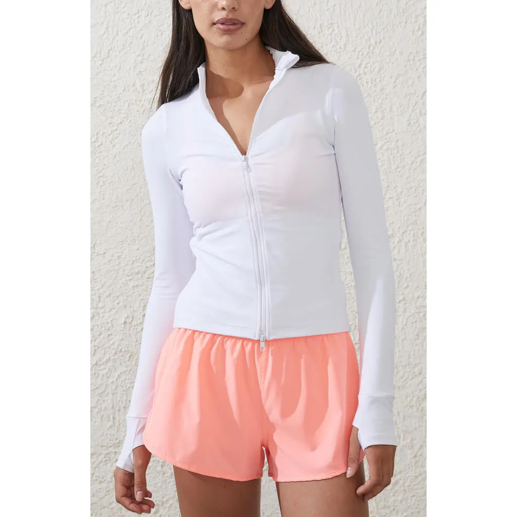COTTON ON BODY Women's Active Core Zip Through Long Sleeve in White at Nordstrom, Size Large | Nordstrom