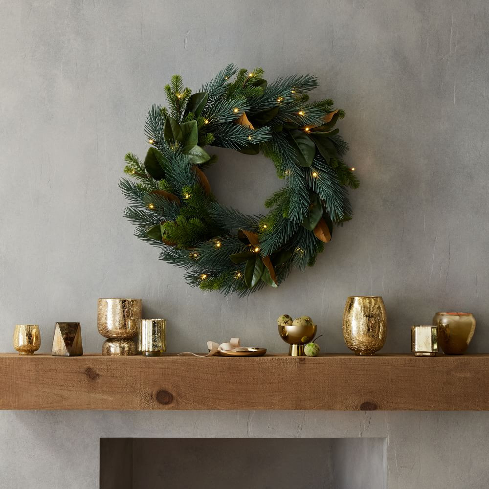 Faux Pine &amp; Magnolia Wreath | West Elm (US)