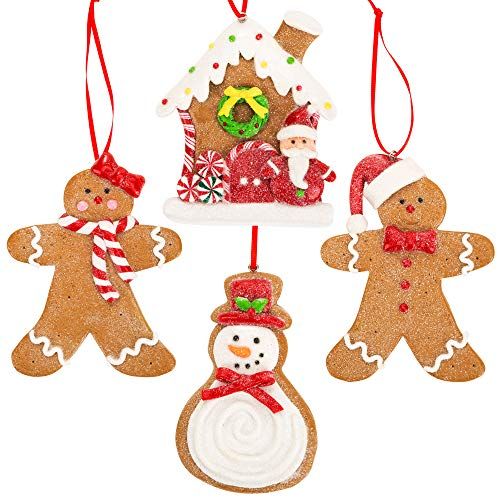 Gingerbread Christmas Ornaments - Man Boy Girl Gingerbread House Snowman Cookie Rustic Christmas ... | Amazon (US)