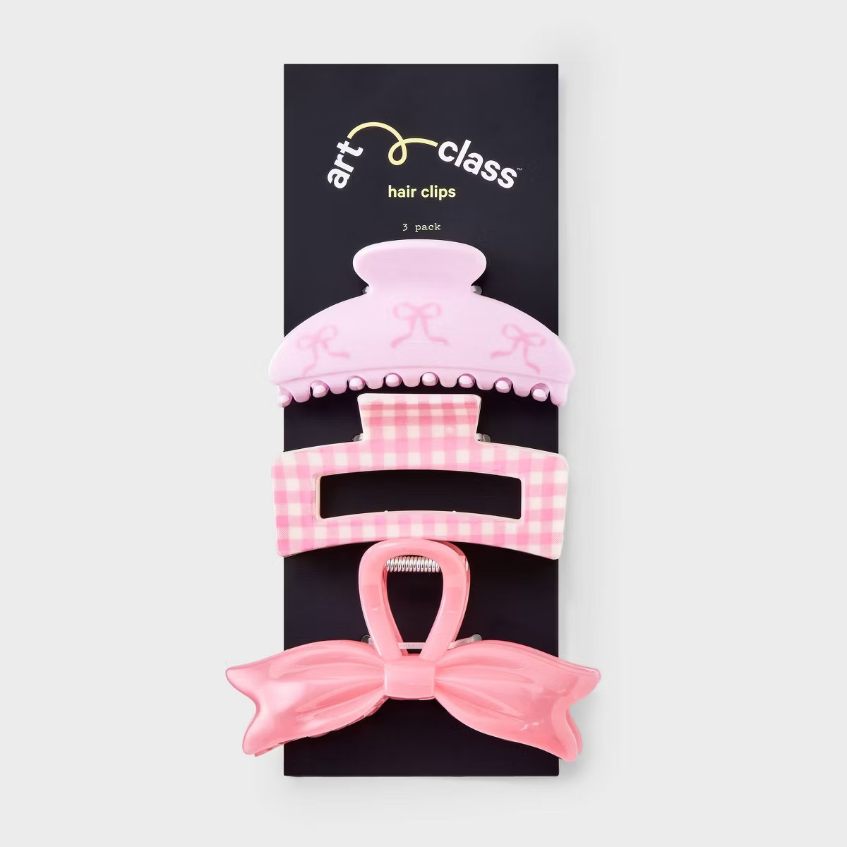 Girls' 3pk Bow Claw Clip Set - art class™ Pink | Target