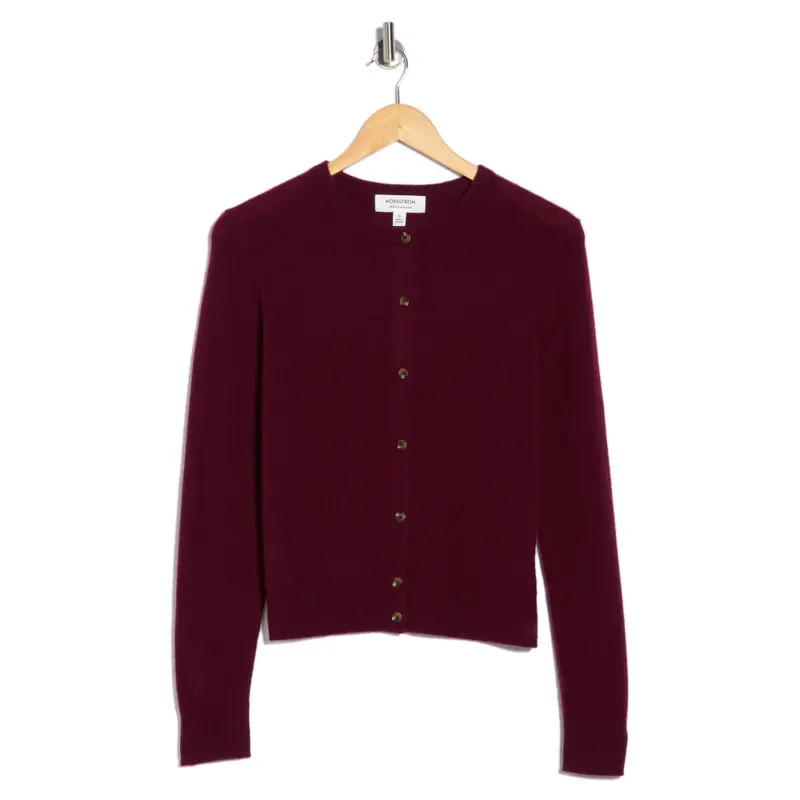 Nordstrom Cashmere Crewneck Cardigan in Purple Petal at Nordstrom Rack, Size X-Large | Nordstrom Rack